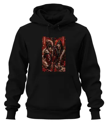 Produktbild von Samurai Katana Drache Japan Tattoo Krieger Y2K Yakuza Edo Hoodie Kapuzenpullover, Schwarz, 3XL