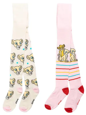 Produktbild von Disney Der König der Löwen Strumpfhose für Mädchen - Simba & Nala Kinder Strickstrumpfhose Kinderstrumpfhose Rosa Beige (2er Pack) 98-104