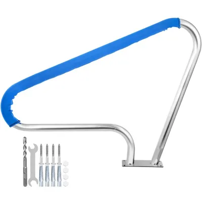 Obrázok produktu pre Bazénové madlo 121,9x91,5 cm - Bazénové madlo 4,8 cm - Prístupová pomôcka z nehrdzavejúcej ocele - Bazénový oblúk s dizajnovým madlom, krytom madla a príslušenstvom - Ideálne pre bazény, šikmé polohy kúpeľov a aquaparky