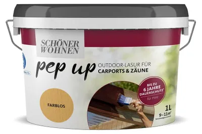 Produktbild von Schöner Wohnen Pep up Outdoor Außen Lasur Holz Carports & Zäune 1 L Farblos