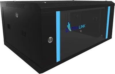 Immagine prodotto di Extralink Armadio Rack 19", 4U, 600x450 mm, Nero, a Parete o Pavimento, 60 kg, Porta in Vetro Temperato