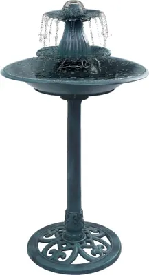 Produktbild von The Living Store Vogelbad mit Springbrunnen Grün 50×91 cm Kunststoff