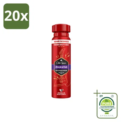Image de 20 sprays déodorants Old Spice Rockstar, 150 ml - Lot de 20 pièces