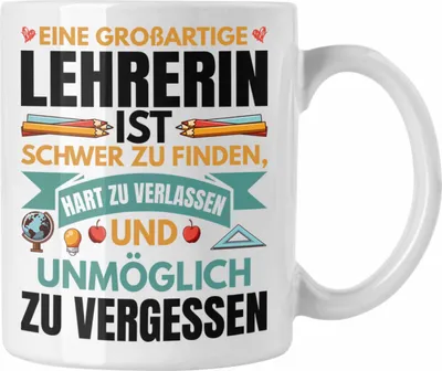 Produktbild von Trendation - Lehrerin Abschiedsgeschenk Tasse Geschenk zum Abschied Klassenlehrerin Beste Lehrerin Geschenkidee Dankeschön (Weiß)