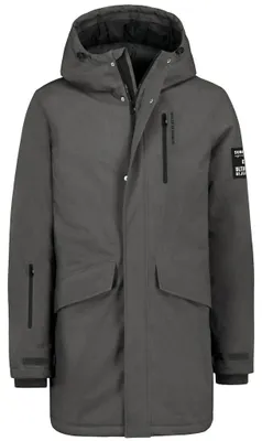 Produktbild von Herren Parka Grau mit Kapuze und Tunnelzug, Reißverschluss, Druckknöpfen und Klappentaschen