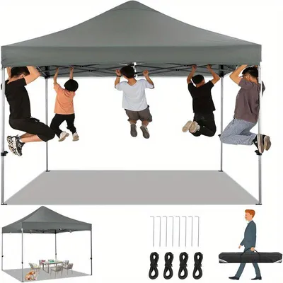 Obrázek produktu pro Stan na piknik – skládací stan pro 6 osob, s odolnou tkaninou Oxford a kovovou konstrukcí – šedý