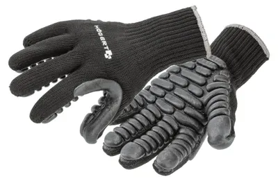 Produktbild von Anti-Vibrationshandschuhe schwarz, Polyester mit PolyurethanBeschichtung und Latexschaum, nahtlos, Gr. 10 – BROL, Högert Technik