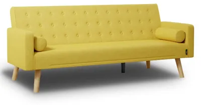 3-Sitzer-Sofa 203x82x78 cm, Klappmechanismus, 2 Kissen, Senfgelb
