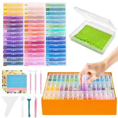 Produktbild von Diamond-Painting-Set mit 45 transparenten Aufbewahrungsboxen und Zubehör