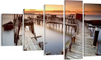 Produktbild von Bild auf Leinwand - Leinwandbild - Brücke Boot Meer - 100x60cm - Wand Bild - Wanddeko - Wandbilder - Leinwanddruck - Bilder - Kunstdruck - Wanddekoration - Leinwand bilder - Wandkunst - EG100x60-3807