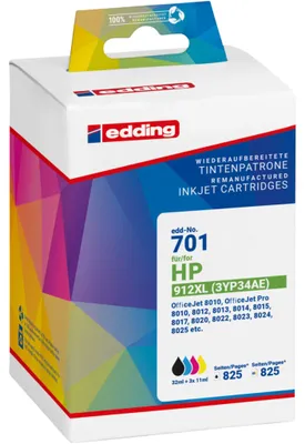 Image de edding Cartouche d'encre 18-701 comme HP 912XL 3YP34AE sw/c/m/y 4pc