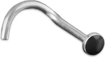 Produktbild von viva-adorno 0,8mm Nasenstecker Nasenpiercing gebogen Kopf farbig emailliert Chirurgenstahl 316L Emaille verschiedene Farben Z466,schwarz