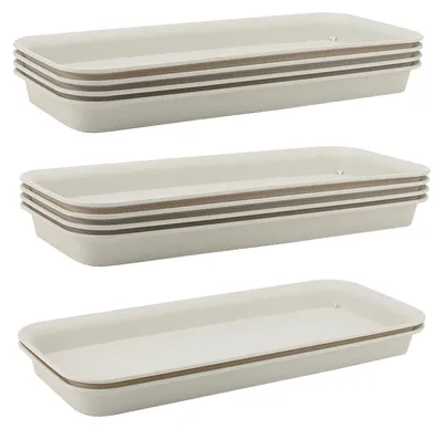 Imagen del producto de Juego de 10 platillos rectangulares beige para macetas