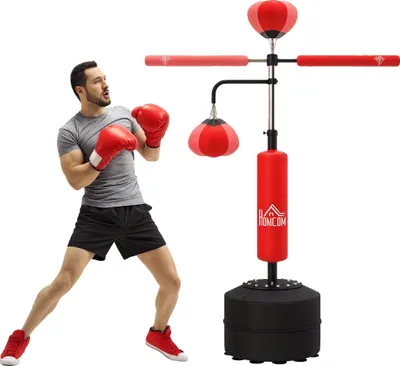 Image de Sac de boxe, réglable en hauteur, avec pied stable remplissable, rouge