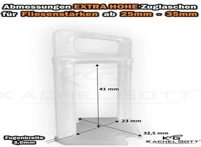 Immagine prodotto di 500 linguette di trazione EXTRA ALTE 3,0 mm - Sistema di livellamento piastrelle KACHEL GOTT®
