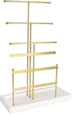 Produktbild von PolkaHome® Schmuckständer 6 Etagen Schmuckbaum Aufbewahrung für Halsketten, Armbanden, Ohrringe, Ringe, Gold