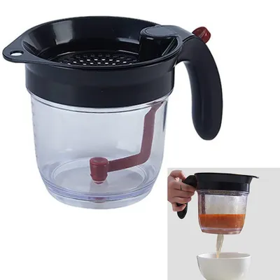 Produktbild von Cup Fettabscheider, Fetttrennkanne,Fettkanne aus Kunststoff mit integriertem Sieb und Messskala für das Abschöpfen von Fett aus Soßen und Suppen