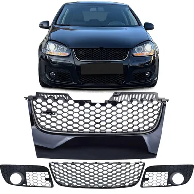 Kühlergrill Sportgrill Chrom Leiste + Gitter Waben für VW Golf 5 V GTI 03-09 – Produktansicht