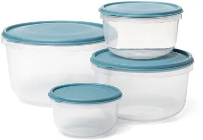 Image de Unyqoos® : Lot de 4 boîtes de conservation en plastique sans BPA, de 0,3 à 2,2 L (0,3/0,6/1,2/2,2), avec couvercles hermétiques à clip, adaptées au micro-ondes, au congélateur et au lave-vaisselle