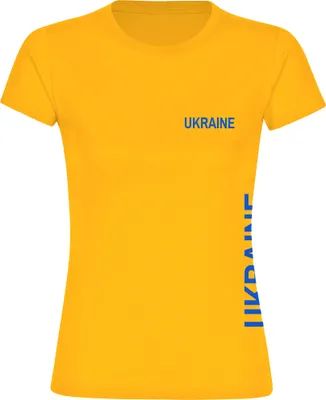 Produktbild von multifanshop Damen T-Shirt - Ukraine - Brust & Seite, gelb, Größe S