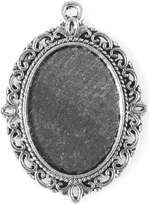 Produktbild von 50 Filigrane Anhänger mit Fassung, 28 x 35 mm antiksilber