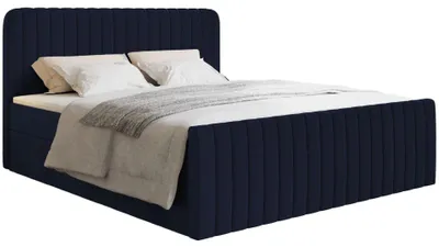 Obrázok produktu pre Selsey Saliano - Skriňová posteľ 180x200 s podnožou, topperom a zamatovým poťahom, tmavomodrá