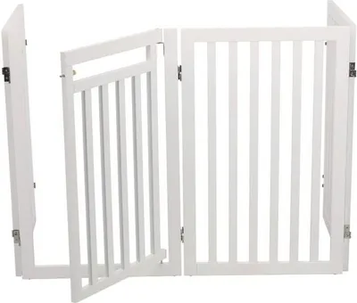 Productafbeelding van Hondrenningscherm, uitschuifbaar van 60 tot 160 cm, hoogte 81 cm, wit, met verstelbare deur