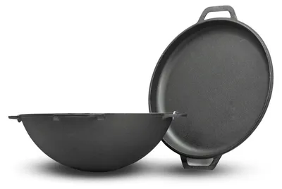 Produktbild von 10L Gusseisen Kazan Ø36 cm Deckel-Bratpfanne Kessel Kasan Grill Schwenktopf Campingtopf