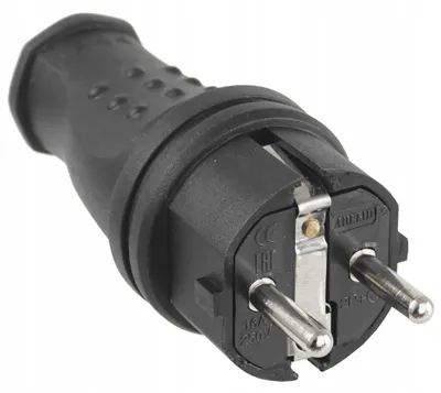 Obrázok produktu pre Zástrčka gumová (vidlica) 230V, čierna, krytie IP44