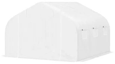 Image de Serre tunnel - Serre accessible avec couverture en polyéthylène | Couleur : Blanc | Dimensions : 300 x 350 x 200 cm