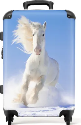 Obrázok produktu pre NoBoringSuitcases.com® Veľký kufor - Horse - White - Snow - Kids - Combination Lock TSA - Hard Shell Trolley 4 Wheels - 72 litrov - Cestovný kufor - 66 cmKufr Medium 67x43x25 cm, 72L,