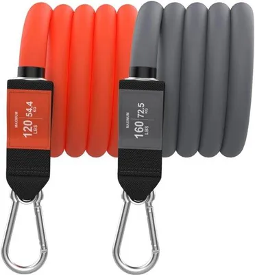 Produktbild von Famanu Widerstandsbänder Set - Fitnessbänder mit verschiedenen Widerständen - Orange Grau