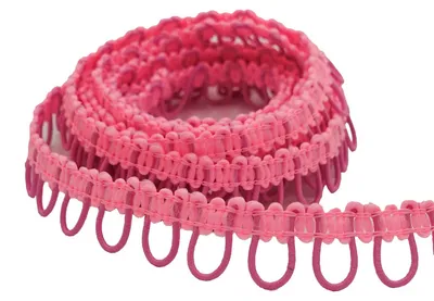2m Schlingenband, Borte m. elastischen Ösen für Knöpfe rosa B 15mm Öse 8mm