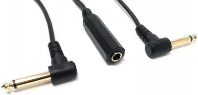 Produktbild von SYSTEM-S Audio Y Kabel 22 cm 6,35 mm Stereo 2x Klinke Stecker zu Buchse Adapter Schwarz