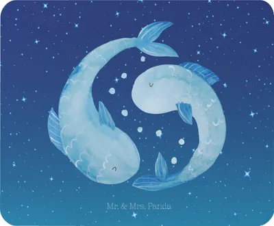 Produktbild von Mr. & Mrs. Panda Mauspad Sternzeichen Fische - Sternenhimmel Blau - Geschenk, Mouse Pad, Mousepad, Geburtstag März, pc, Februar, Sternbild, computermatte, Fisch