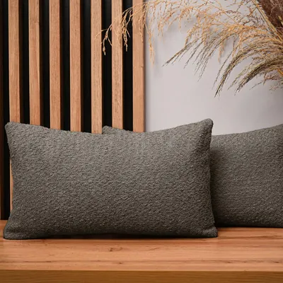 Obrázok produktu pre MG Design, dvojica vankúšových poťahov, 30 x 50 cm, tmavohnedá farba – so zipsom, jemne tkané s textúrou pripomínajúcou zamat, ľahké na údržbu