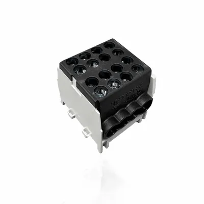A product shot of an electrical connector block on a white background.
