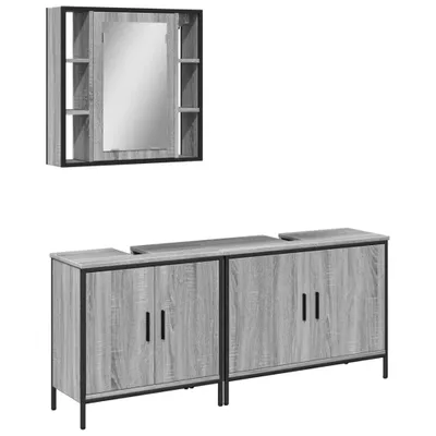 Produktbild von 3-tlg. Badmöbel-Set Grau Sonoma Holzwerkstoff