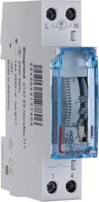 Image de Legrand MicroRex QT11, minuterie analogique journalière avec réserve de marche, 230 V 50 Hz, 1 canal, 1 TE, 1 pièce.