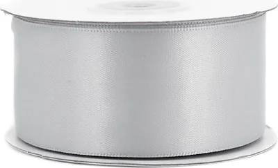 Produktbild von Doppelseitiges Satinband 38mm x 20m Rolle Silber / Grau