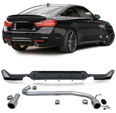 Für BMW 4er F32 F33 F36 Heckdiffusor Stoßstange Schwarz Glanz 440 Optik Endrohre in der Farbe Schwarz von Carparts-Online GmbH