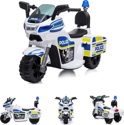 Obrázok produktu pre Chipolino detská elektrická motorka Police 3 kolesá svetlomet hudobná funkcia biela