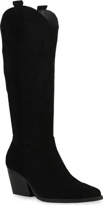 Produktbild von VAN HILL Damen Stiefel Cowboystiefel Stickereien Schuhe 839123, Farbe: Schwarz Velours, Größe: 36