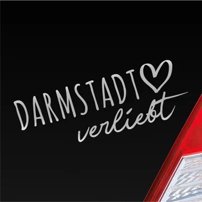 Produktbild von Auto Aufkleber Darmstadt verliebt Herz Stadt Heimat Liebe Car 19x7 cm Silber Sticker Heckscheibenaufkleber