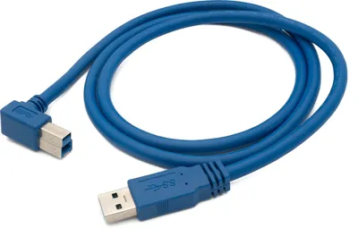 Produktbild von SYSTEM-S USB 3.0 Kabel 1,8 m Typ B Stecker zu Typ A Stecker Winkel in Blau