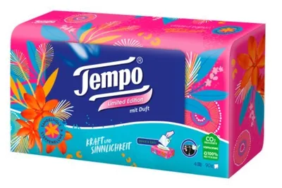 Produktbild von Tempo Premium Design Hygienetücher – Sanfte Reinigungstücher im praktischen 90er Pack, effektiv & hautschonend.