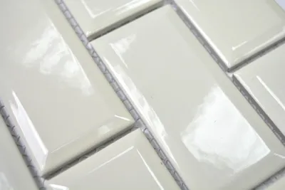 Produktbild von Handmuster Metro Subway Mosaik Fliese Keramik elfenbein Fliesenspiegel Küche MOS26-1902_m