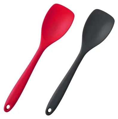 Produktbild von 2er-Pack Silikonspatel, hitzebeständiger Gummispatel, antihaftbeschichteter Spatel aus einem Stück, flexibler Teigschaber zum Backen und Mischen