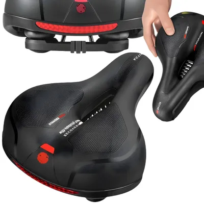Produktbild von Fahrradsattel Gel mit Reflektor | Ergonomisch | Komfort Fahrrad Sattel | Fahrradsitz, Gelsattel | Damen, Herren | MTB City Trekking Bike Sitz | Retoo