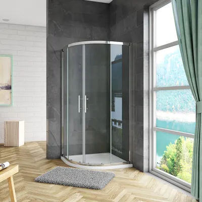 Produktbild von Radius:80cm & Höhe:185cm Viertelkreis Duschkabine Eckeinstieg Runddusche Duschabtrennungen Duschtür